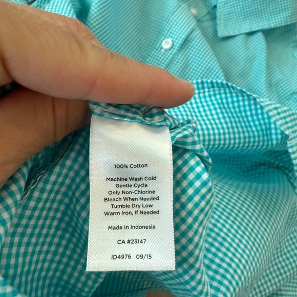 Talbots Woman’s Medium Petite Micro Gingham Button Down Shirt PM Office - Picture 4 of 8